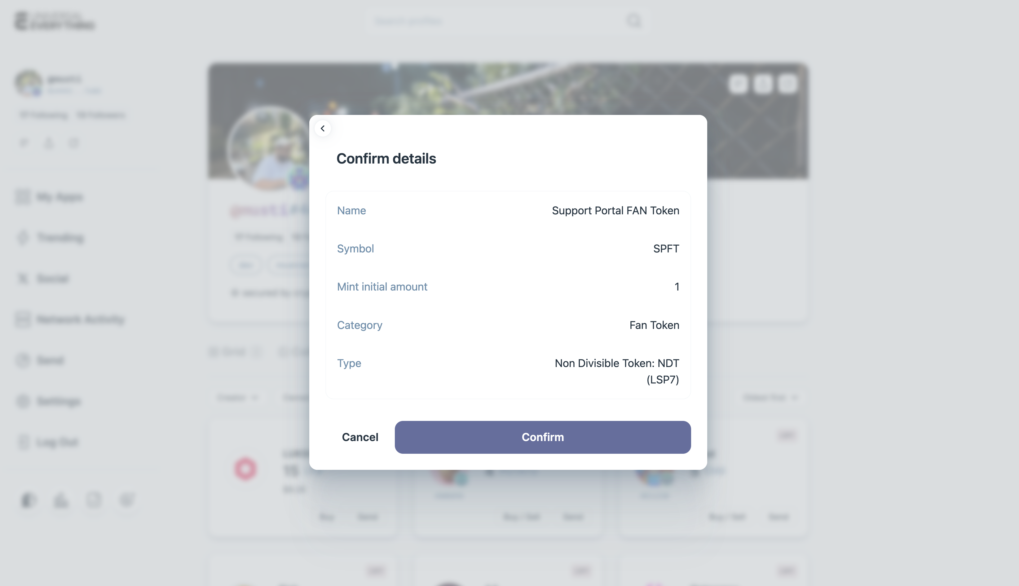 Transaction confirmation screen