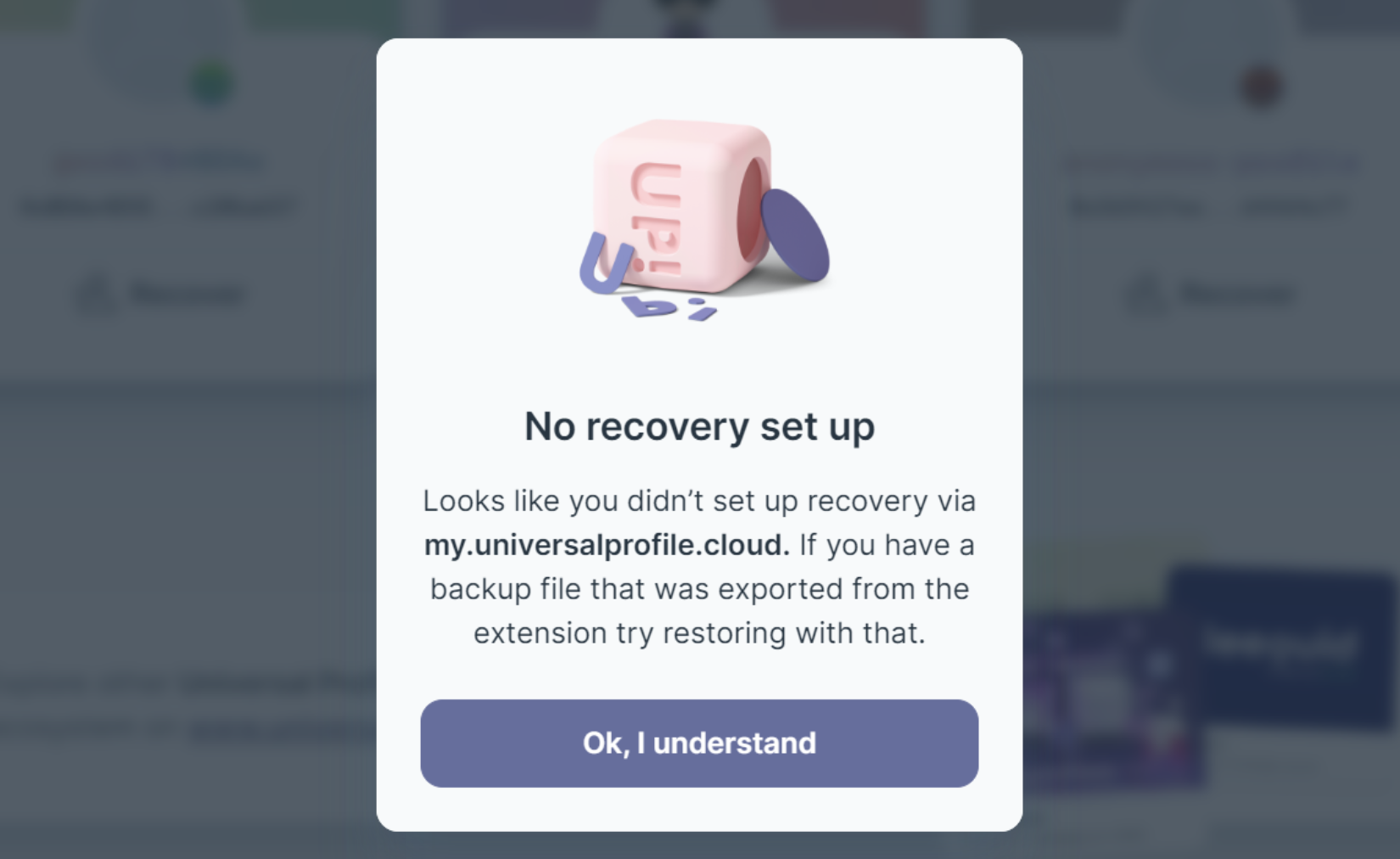 Recovery Error Message